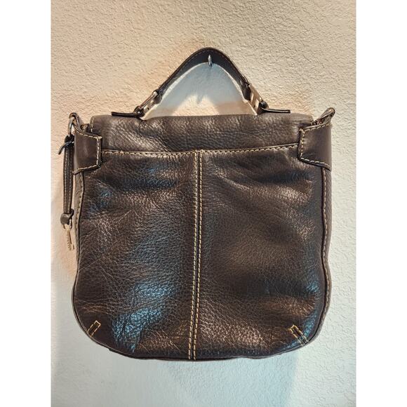 Vintage Fossil Black Genuine Leather Handbag 10x10 Purse , can add strap - Picture 3 of 13